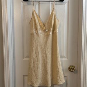 Vintage Satin V-Neck Slip Dress in Cream